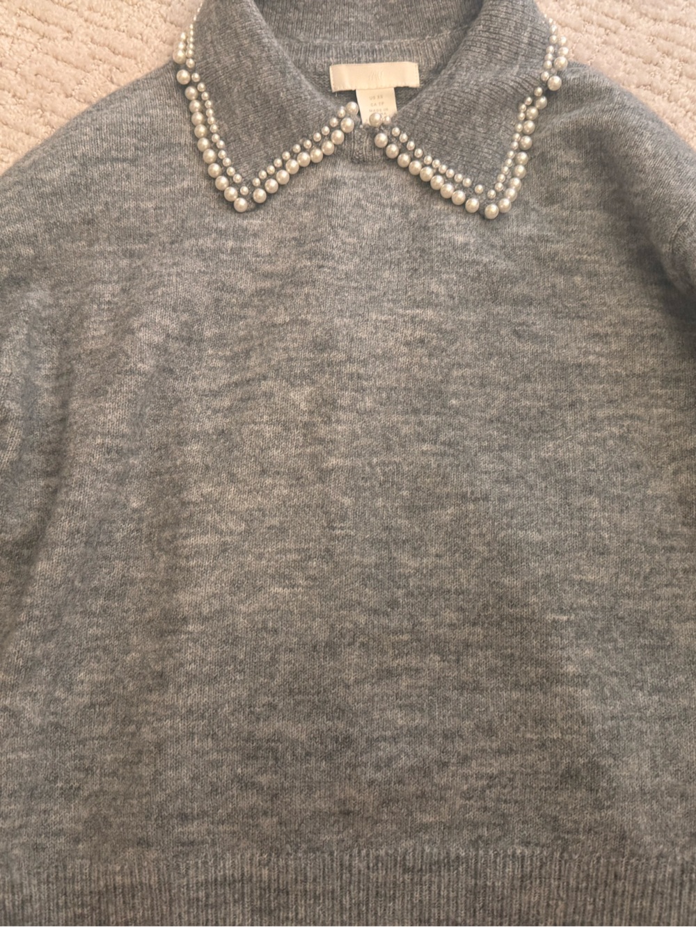 H&M Pearl-Collar Gray Women's Sweater